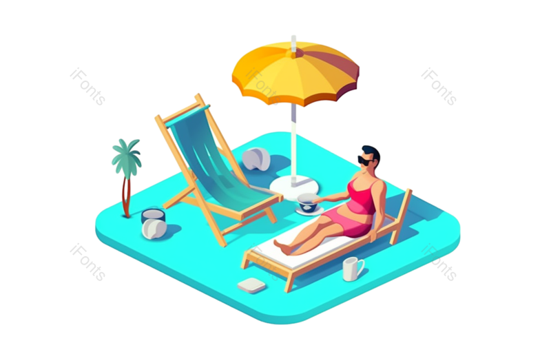 夏天图片,插画元素,女人PNG,海洋免抠素材